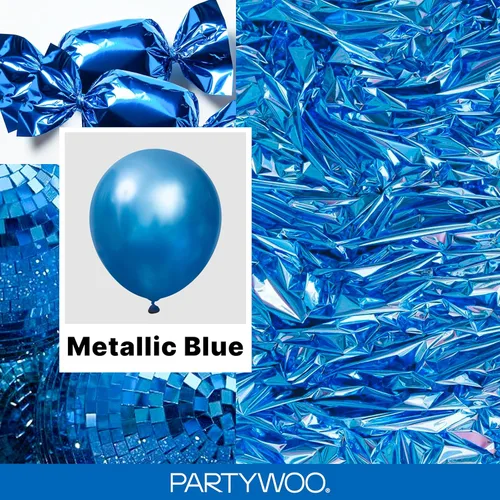 Miniatura 2 de PartyWoo Globos de color azul metálico, 100 unidades de diferentes tamaños de 18, 12, 10, 5 pulgadas, globos de látex azul cromado para graduación