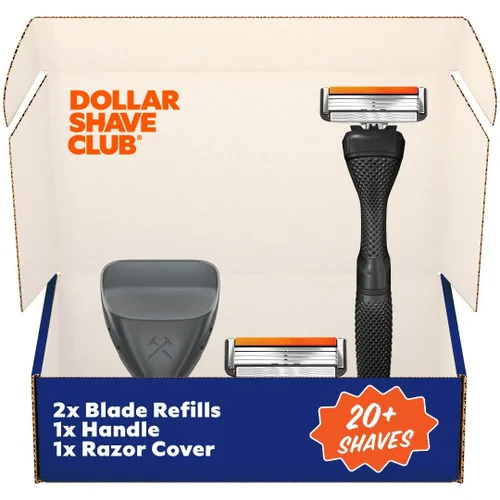 Dollar Shave Club El juego de afeitado The Guest Pass | 2 cartuchos de repuesto de enjuague Swift, 1 mango (negro), 1 cubierta de afeitar,