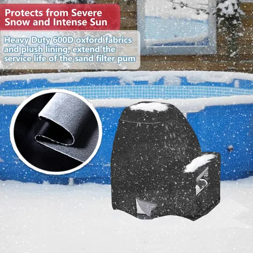 Miniatura 3 de Bitubi Cubierta de invierno para bomba de filtro de arena con forro de felpa, cubierta impermeable para bomba de piscina, protege de la nieve severa