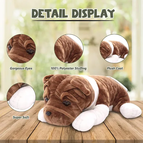 Miniatura 4 de Plushland Juguetes de peluche realistas para cachorros, figuras de felpa navideñas para niños, bebés para jugar (Bulldog 10 pulgadas)