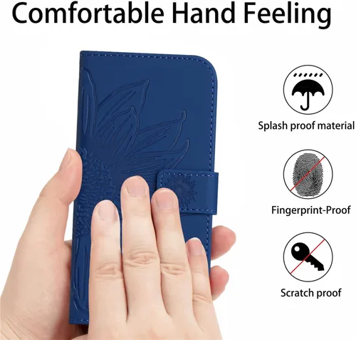 Miniatura 7 de XYX Wallet Case Compatible with Honor X7, Emboss Half Flower Floral PU Leather Flip Protective Case with Wrist Strap Kickstand for Honor X7, Deep