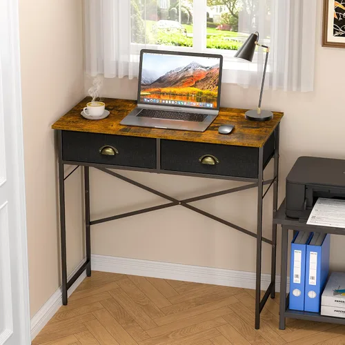 Miniatura 10 de DAOUTIME - Escritorio negro para escribir para dormitorio de niños, escritorio pequeño de 31.5 pulgadas para computadora para espacios pequeños
