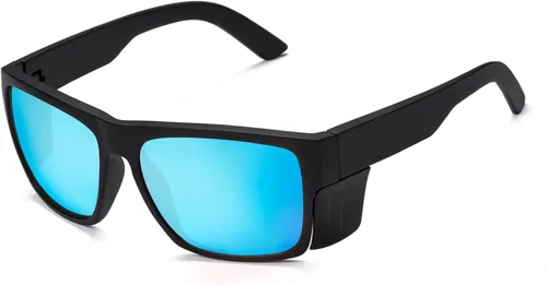 Lentes de sol de seguridad para hombre, negro mate, lentes de sol de seguridad polarizados, cumplen con las normas ANSI Z87+, protección UV