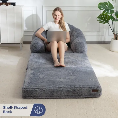 Miniatura 9 de MAXYOYO Sofá Cama Plegable, Sofá Convertible 2 en 1 a Sillón Reclinable, Cómoda Silla Puf Individual para Adultos, Sofá Cama Reclinable de Piso