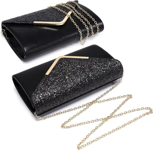 Miniatura 3 de Dasein Bolsos de noche para mujer, monederos formales para boda, fiesta, graduación, con correa para el hombro y solapa con purpurina