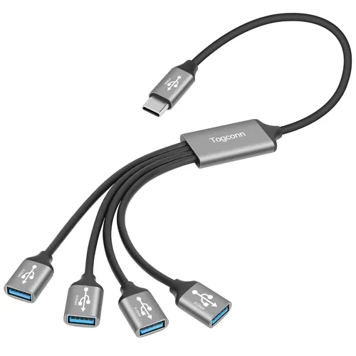 Miniatura 6 de Divisor USB 3.0 de 1 en 4 salidas Cable adaptador Y de 1 pie, cable de extensión USB-A 3.0 macho de 5 Gbps a cuatro 4 hembras, 4 USB tipo A USB A