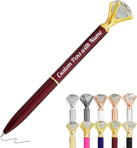 Miniatura 39 de Hasta 100 bolígrafos de diamante personalizados a granel con nombre, bolígrafo de impresión personalizada con logotipo de negocios grabado, mensaje