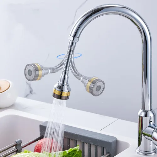 Miniatura 5 de Accesorio rociador de grifo, cabezal rociador giratorio de 360 grados a prueba de salpicaduras de metal para cocina doméstica (longitud extendida)