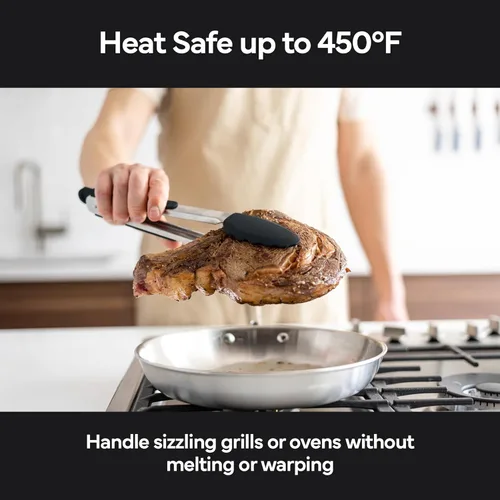 Miniatura 5 de Misen Pinzas de Cocina - Aptas para Lavavajillas, Resistentes - Herramienta de Parrilla con Punta de Silicona de Precisión - Resistente al Calor