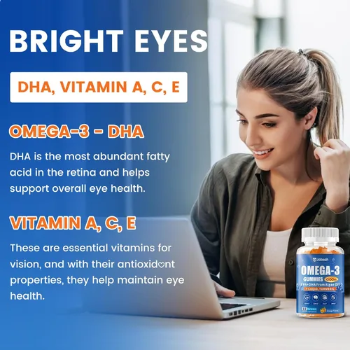 Miniatura 6 de Gomitas veganas Omega-3 de 1000 mg de aceite de algas (DHA 460 mg y EPA 230 mg), alternativa de aceite de pescado Omega 3 para adultos, más cúrcuma