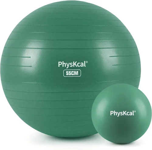 Miniatura 15 de PhysKcal Pelota de yoga para ejercicio, set de pilates, pelota de fitness de 4 tamaños para entrenamiento, parto, embarazo, terapia física - Bomba