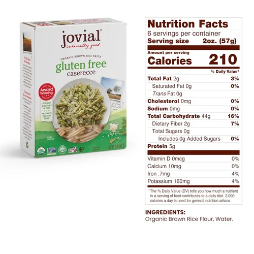Miniatura 2 de Jovial Penne Rigate - Pasta sin gluten Jovial Fusilli sin gluten Pasta Jovial Caserecce sin gluten Pasta de arroz integral de grano entero