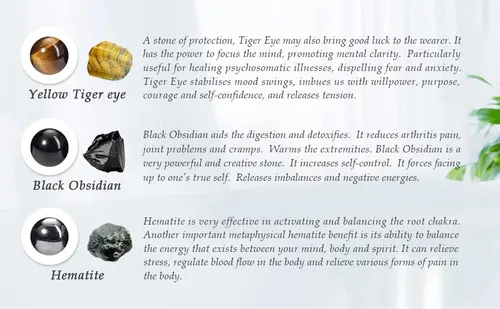 Miniatura 6 de Jovivi Pulsera de piedra de cristal de ojo de tigre de obsidiana negra de 0.315 in0.394 in para hombre, pulsera de piedra de lava con cuentas