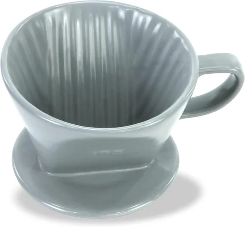 Miniatura 7 de Pour Over Ceramic - Cafetera de cerámica con 3 agujeros de fondo plano, cono de filtro lento de porcelana para viajes, campamento, oficina, hogar