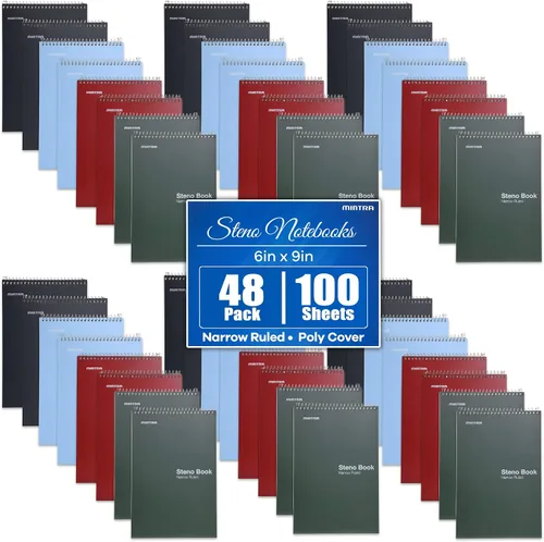 Miniatura 21 de Mintra Office Steno Book - (colores pastel, 4 blocs por paquete, con rayas Gregg) – 6 x 9 pulgadas, 70 hojas, cuaderno para escribir notas