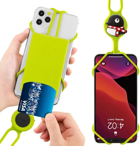 Cordón para llevar teléfono celular + soporte de cuello 2 y protector de teléfono 2 Cordón con tarjeta - Maru Penguin