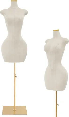 Miniatura 9 de Torso de maniquí femenino Forma de vestido de cuerpo ajustable Forma de vestido M-annequin para coser Altura ajustable de 59-83 pulgadas