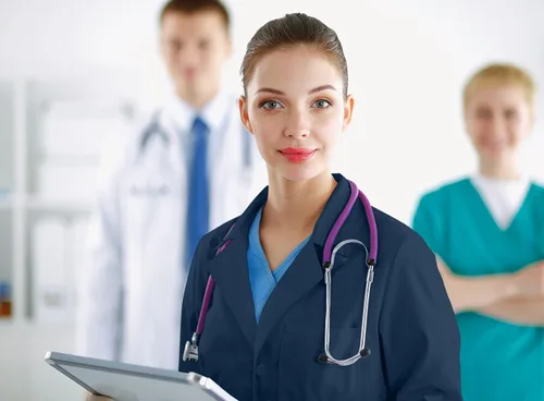 Miniatura 6 de NY Threads Abrigo de laboratorio profesional para mujer, abrigo médico largo de polialgodón de manga completa