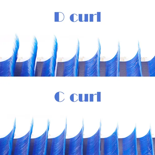Miniatura 6 de Extensiones de pestañas en Y de colores, YY, extensiones de pestañas postizas en abanico, extensiones de pestañas azules, rizo D, 0.003 in, Azul