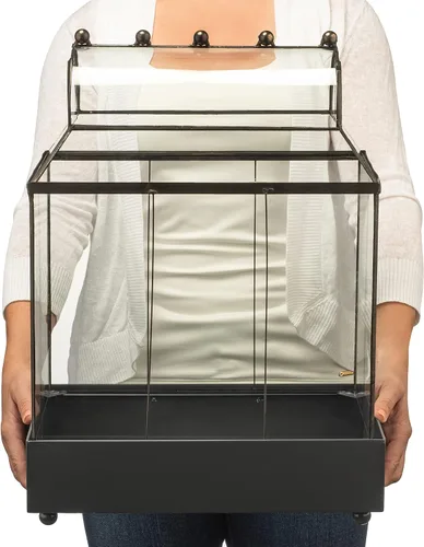 Miniatura 6 de H Potter Estuche grande de terrario Wardian de vidrio con vidrio curvo, maceta de mesa para interior con base de metal, exhibición decorativa
