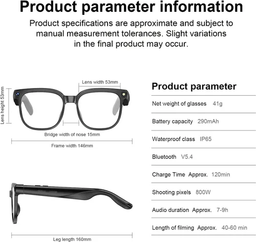 Miniatura 2 de Lentes inteligentes AI con cámara, video HD 4K y captura de fotos, traducción en tiempo real, gafas de grabación con asistente de IA, reconocimiento