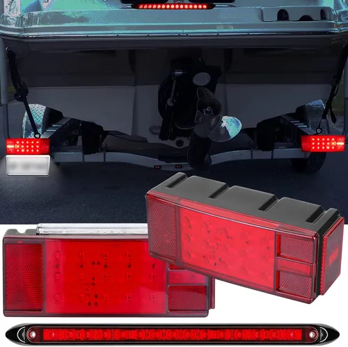 Miniatura 4 de Luces LED para remolque de barco, kit de luces LED sumergibles para remolque con arnés de cableado, luces traseras de parada combinadas, luces