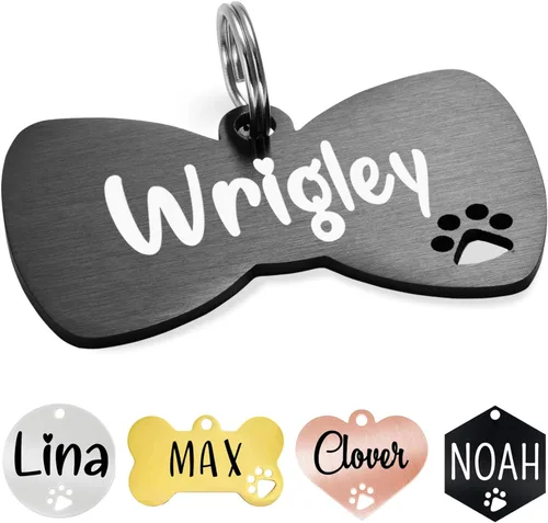 Miniatura 22 de Ultra Joys Placas de Identificación para Perros Personalizadas para Mascotas - Placa de ID Personalizada con Pata Hueca - Placa Grabada para Perros