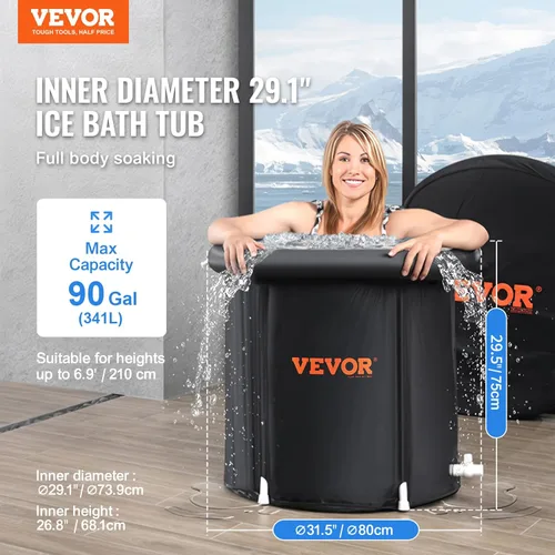 Miniatura 2 de VEVOR Bañera de hielo, bañera de terapia de agua fría para atletas, piscina de inmersión portátil de barril de hielo al aire libre