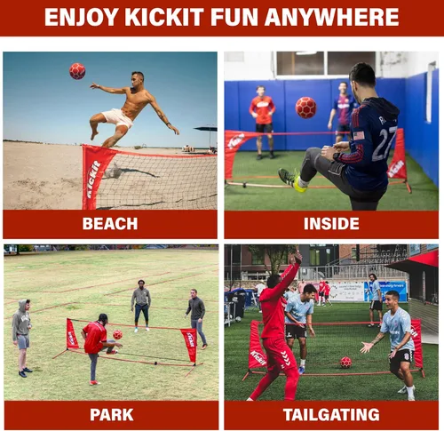 Miniatura 6 de Kickit Juego de tenis de fútbol profesional, portátil de 12 pies de ancho x 3 pies de alto y pelota ligera suave, para jugar al aire libre