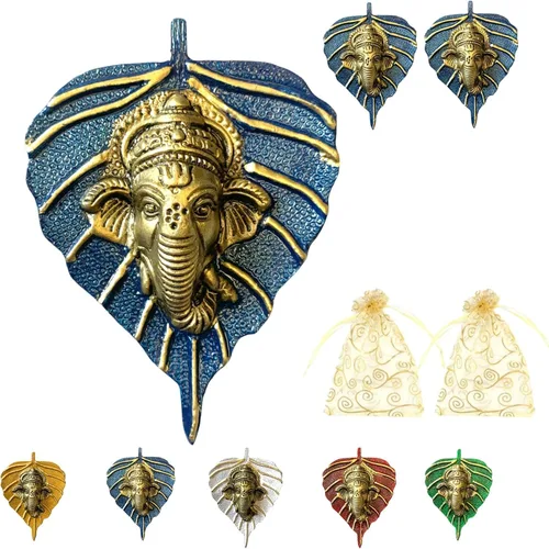 Miniatura 13 de LOVENSPIRE Ganesha de hoja de metal para colgar en la pared, decoración para el hogar, sala de estar, oficina, obra decorativa de arte indio