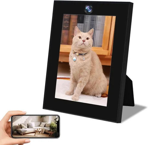 Cámara con marco de fotos WiFi, cámaras de seguridad HD de 1080P, mini cámara inalámbrica para niñera con visión remota, grabadora de video con