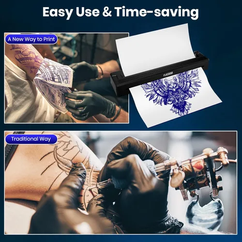 Miniatura 5 de Impresora de Plantilla de Tatuaje, Impresora Portátil, Máquina de Transferencia de Tatuaje Térmica Inalámbrica-Bluetooth con 10 Piezas de Papeles