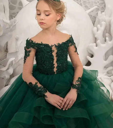 Miniatura 4 de Vestidos de niña de flores para boda, de tul, vestido de princesa, vestido de baile, formal, de varias capas, vestido de primera comunión