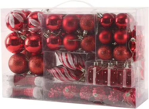 Sattiyrch - Juego de adornos de bolas de Navidad de 76 quilates para árbol de Navidad, irrompibles con cajas de regalo, reutilizables, con caja de