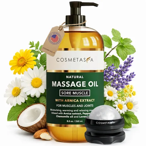 Miniatura 8 de Aceite de masaje nutritivo natural con rodillo de bola de masaje – Aceites terapéuticos de masaje de cítricos y coco con aceites esenciales