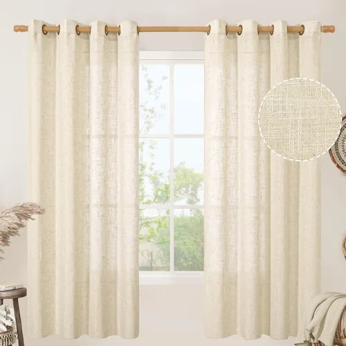 Miniatura 197 de LAMIT Cortinas de lino sintético para dormitorio, paneles filtrantes de luz, cortinas de lino con protección de privacidad con ojales para ventanas