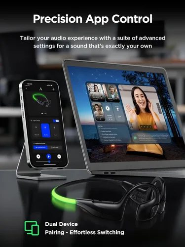 Miniatura 9 de HAKII Light 2 Auriculares abiertos de oído abierto, IPX5 Auriculares para correr con cuerda de baliza ultra brillante de 180°, BT 6.0, tiempo