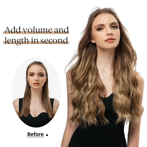 Miniatura 6 de SARLA Extensión de Cabello con Alambre Invisible con 3 Clips Pieza de Cabello Sintética Corta de Ondas de Playa Diadema Transparente Ajustable