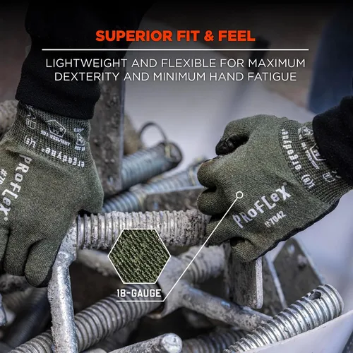 Miniatura 5 de Ergodyne ProFlex 7042 Guantes de trabajo resistentes a los cortes, ANSI A4, resistentes al contacto con el calor, palmas recubiertas de nitrilo