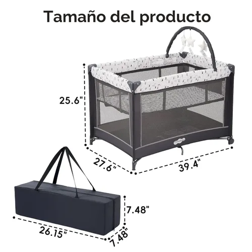 Miniatura 6 de Pamo Babe Empaca y juega con el moisés, corral portátil para bebé Gris