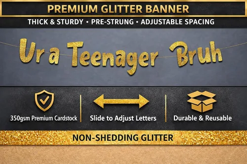 Miniatura 3 de Sterling James Co. Cartel de Ur a Teenager Bruh con purpurina dorada preencordada – Divertidas decoraciones de cumpleaños de 13 años