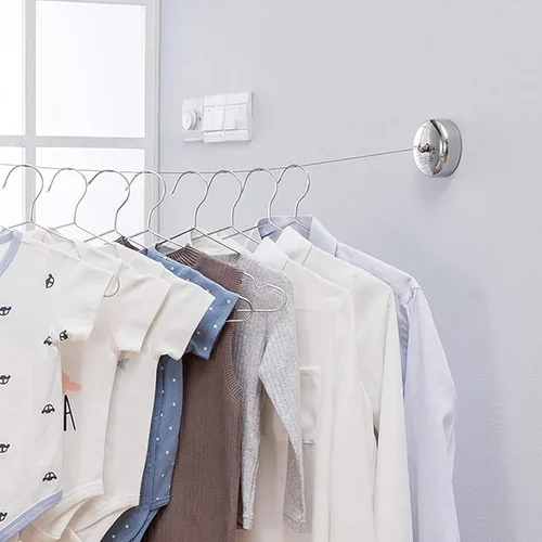 Miniatura 5 de Little World Tendedero retráctil – 2 unidades de línea de ropa de acero inoxidable 304, tendedero retráctil ajustable duradero y resistente