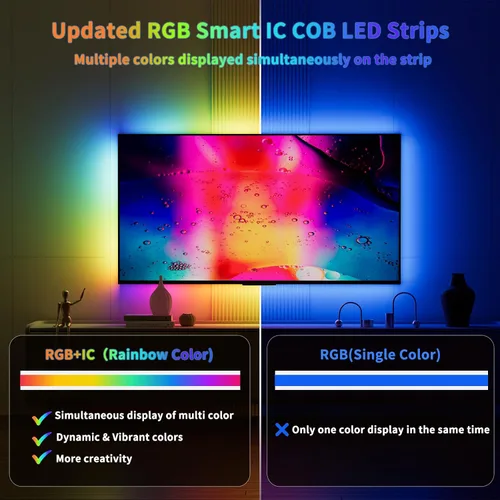 Miniatura 2 de Tira LED COB con chip IC RGB WS2811 de 18 pies, DC12V persecución de color direccionable Pixel RGB luces de cinta LED, luces flexibles multicolor