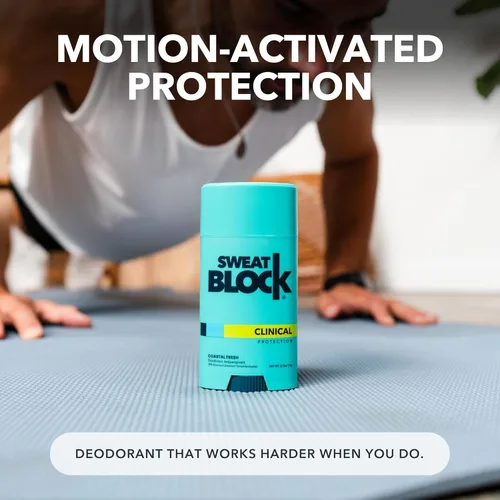 Miniatura 5 de SweatBlock Desodorante y antitranspirante de fuerza clínica para hombres y mujeres, aroma fresco costero, paquete de 2 unidades, protección de 48
