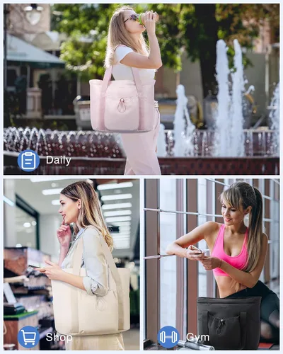 Miniatura 6 de BAGSMART Women Foldable Tote Bag, Large Tote Bag for School Shoulder Bag Handbag for Travel, Work, Beach, Gym, Shop