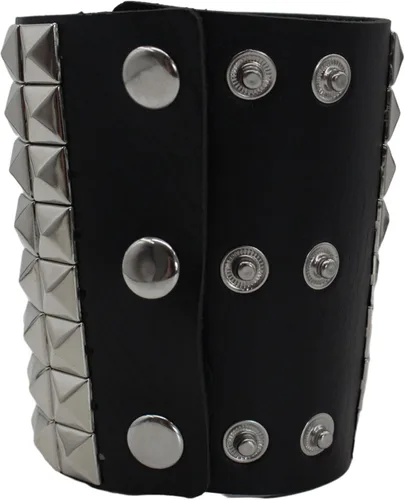 Miniatura 5 de Pulsera unisex de cuero punk, pulsera de motociclista de pirámide plateada para hombre