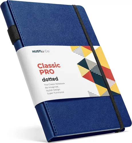 Diario grueso de puntos, cuaderno de tapa dura A5, papel a prueba de tinta de 120 GSM con cuadrícula de puntos de 0.197 in, números de página,