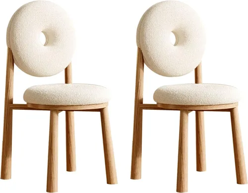 Miniatura 13 de Donut Dining Chairs,Makeup Chair,Kitchen Room Chairs Nordic Back, Dining Room with Metal Legs,Living Room Chair for Home Bedroom Cream Wind Brownish