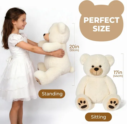 Miniatura 2 de LotFancy - Oso de peluche de 20.0 pulgadas, lindo oso de peluche con huellas, regalo para niños bebés pequeños en baby shower, cumpleaños