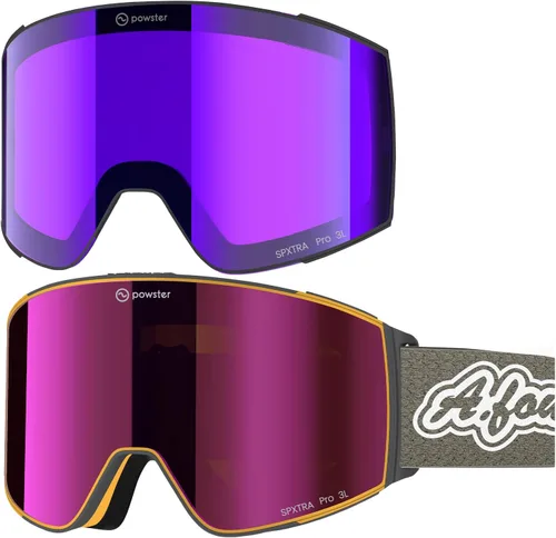 Miniatura 8 de Powster - Gafas de esquí OTG, gafas de snowboard magnéticas, lente intercambiable sin marco, protección UV, antiniebla, para patinaje móvil